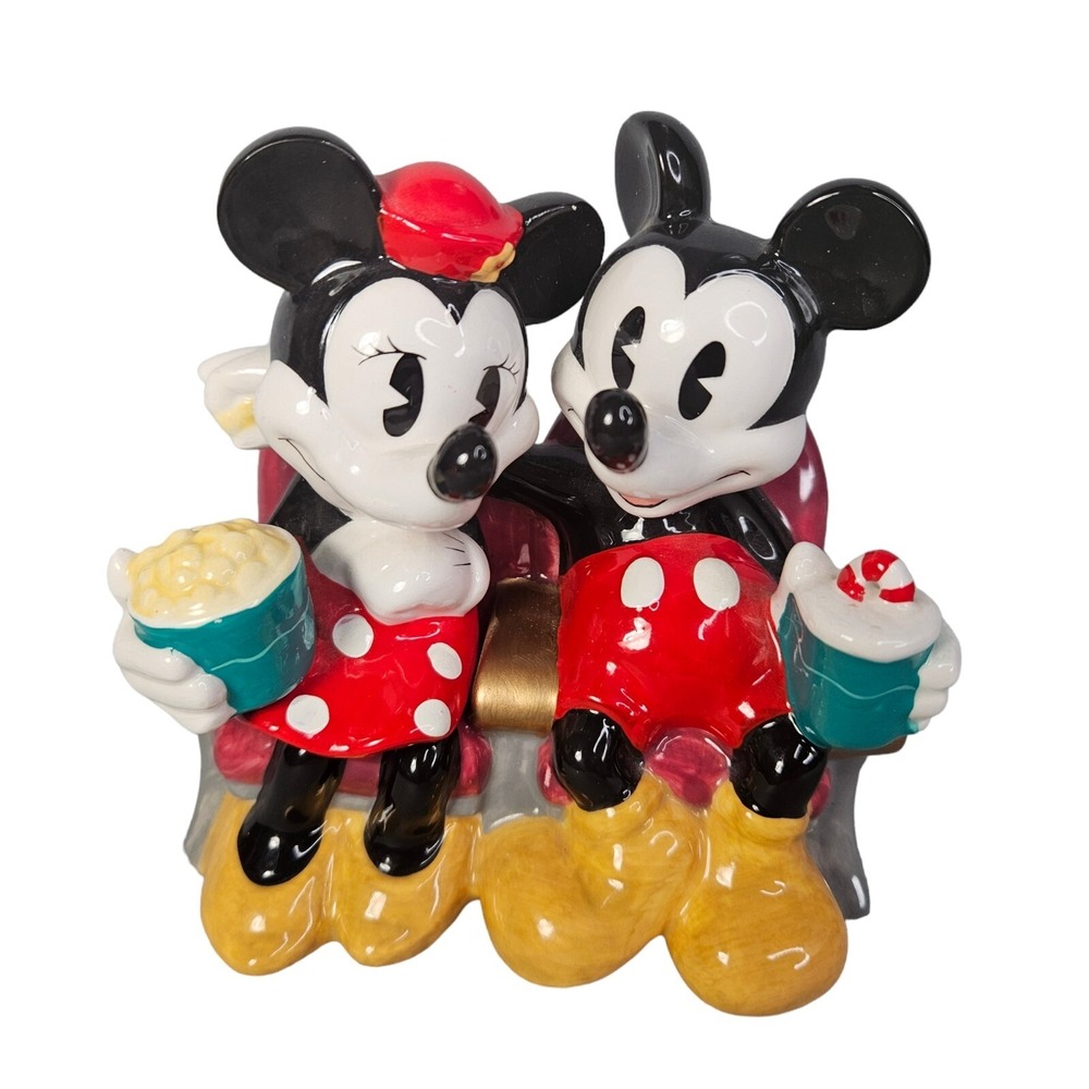 Disney Mickey and Minnie at the Movies Date Night Ceramic Figurine Vtg FLAW READ